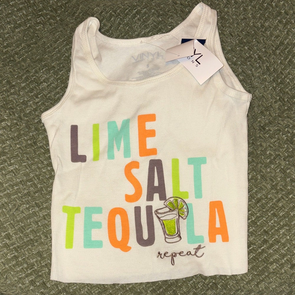 White Graphic Tank Top with Colorful Print